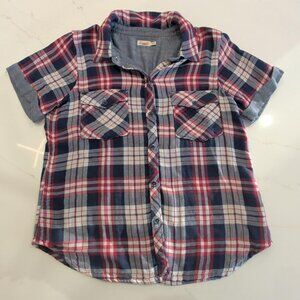 Faherty Sz XS Women’s Red Blue White Plaid Short Sleeve Button-Up Shirt American
